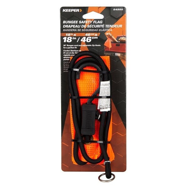 Keeper Bungee Safety Flag, Orange, 18 in W Flag, 18 in H Flag - 04905
