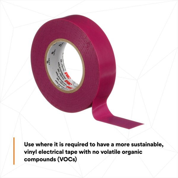 3M Elec Tape, 60 ft Lx3/4 in W, 6 mil, Purple - 165PR4A
