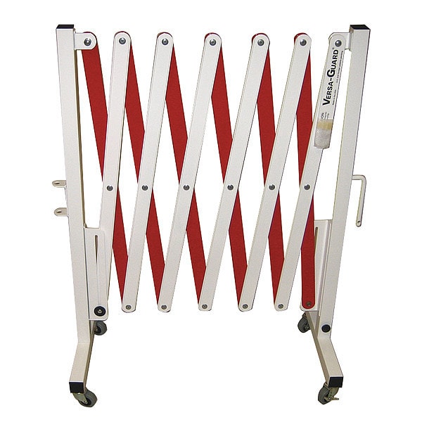 Versa-Guard Portable Expandable Safety Barricades, White/Red - VG-4000-C