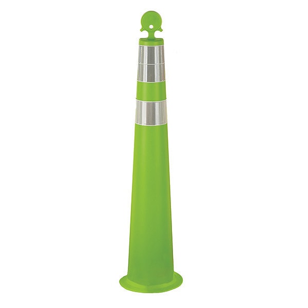 Zoro Select Channelizer Cone, HDPE, High-Intensity Prismatic, 42" Height, 3 lb, Lime - 03-770-42L64