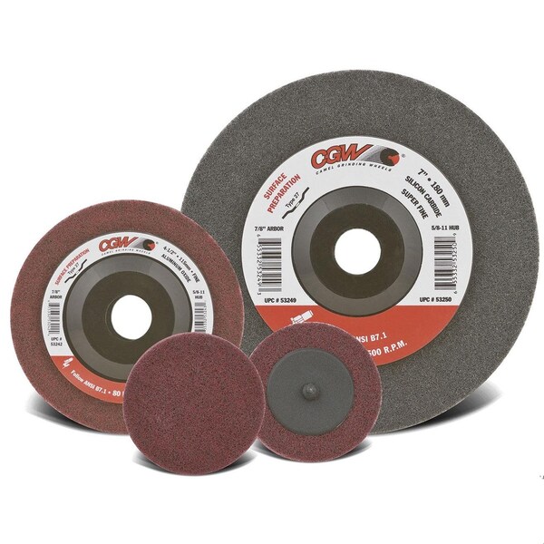Cgw Abrasives Non-Woven Abrasive Disc, 3 in Dia, 80/120 Grit, Medium Grade, Aluminum Oxide Abrasive, Roll-On Attac - 53252