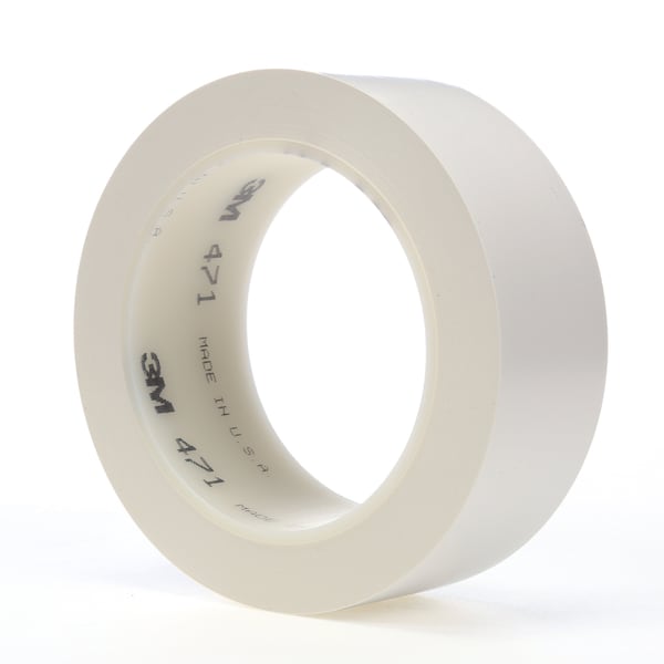 3M Vinyl Tape 471, White, 1 1/2"x3, PK24 - 03137