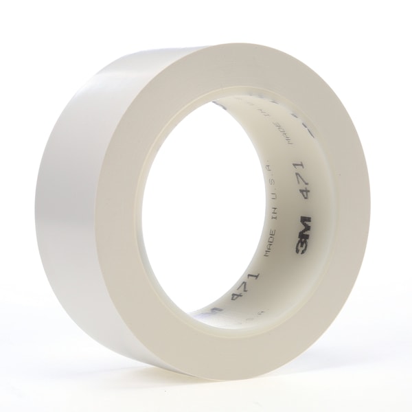 3M Vinyl Tape 471, White, 1 1/2"x3, PK24 - 03137