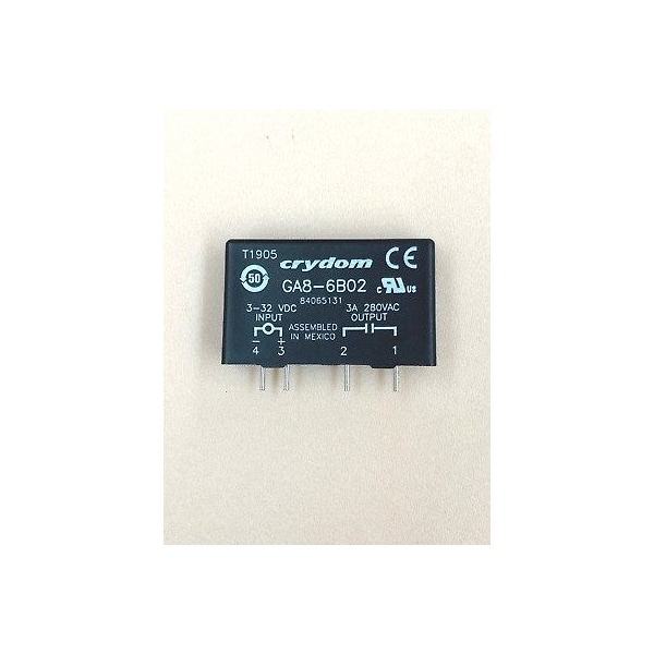 Relevador SSR Crydom Montaje en PCB SIP 240Vac/3A 3-28Vdc Entrada - GA8-6B02R