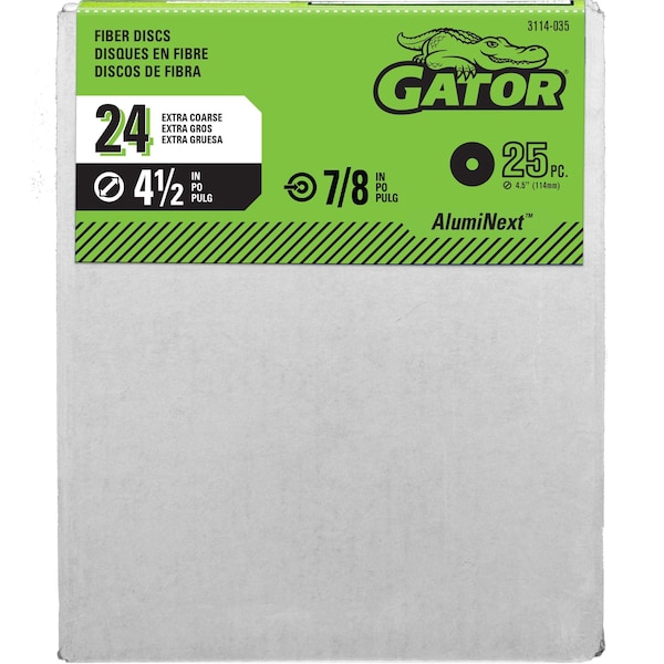 Gator Finishing Fiber Disc, 24 Grit, 20,000 Max. RPM, PK25 - 3114035