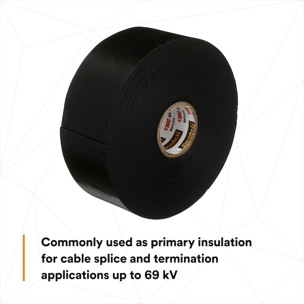 3M Electrical Tape, 30 mil, 1-1/2"x 30 ft., PK12 - 130C-1-1/2X30FT