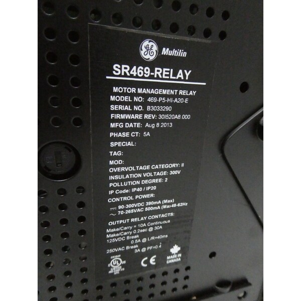 RELEVADOR DE PROTECCIÓN PARA GESTIÓN DE MOTORES 70-265V-AC 90-300V-DC - 469-P5-HI-A20-E