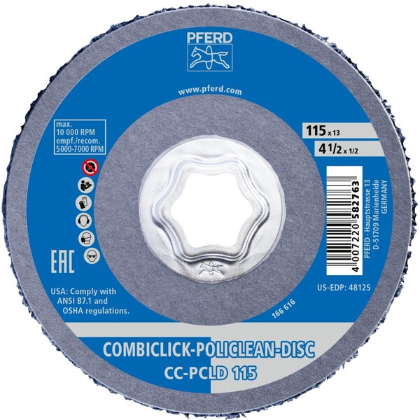 Pferd PFERD COMBICLICK POLICLEAN PLUS Disc, 4-1/2in, Aluminum Oxide - 48125