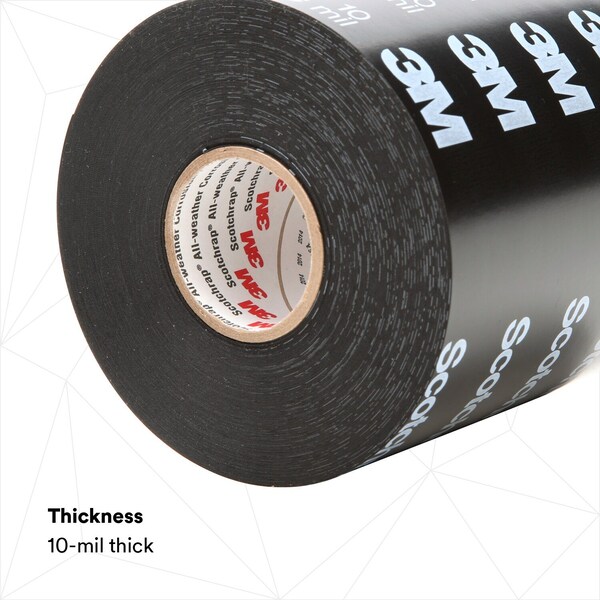 3M Electrical Tape, 10 mil, 4"x100 ft., Black, PK12 - 50-PRINTED-4X100FT