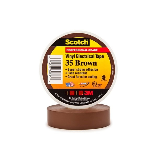 3M 3/4'' x 66' Brown 3M 35 Electrical Tape, 10PK - T96403510PKN