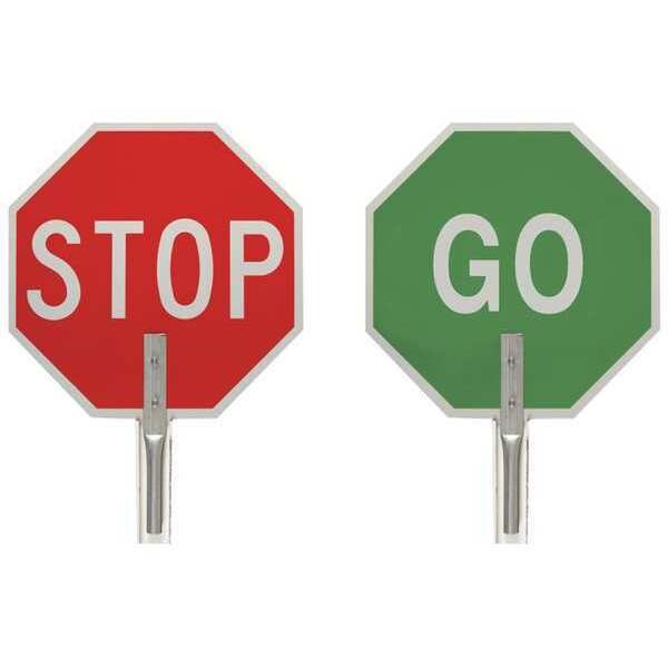 Brady Traffic Paddle Sign, 18 in Aluminum - 55775