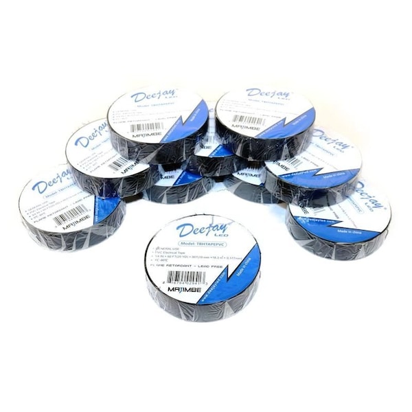 Deejay Led PVC Electrical Tape Universal Application 3/4-in x 60 feet rolls, 10PK - TBHTAPEPVC
