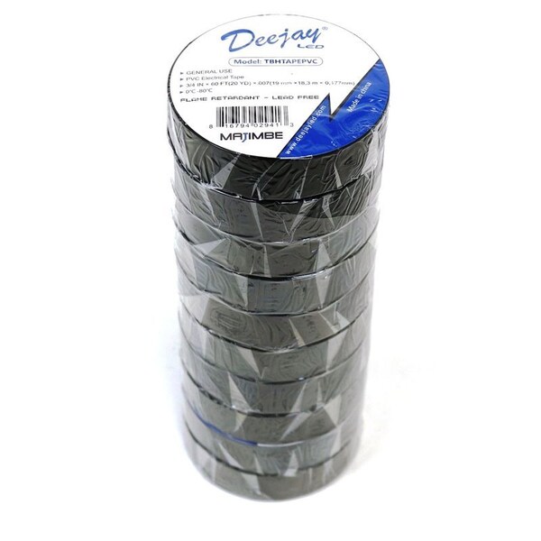 Deejay Led PVC Electrical Tape Universal Application 3/4-in x 60 feet rolls, 10PK - TBHTAPEPVC