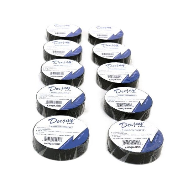 Deejay Led PVC Electrical Tape Universal Application 3/4-in x 60 feet rolls, 10PK - TBHTAPEPVC