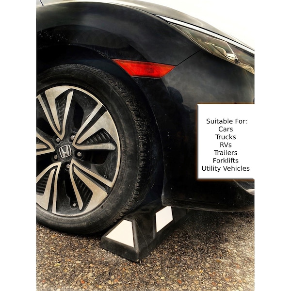 Traffic Kontrol Wheel Stop Parking Block, Rubber, 4" Inch Height, 72" Inch Length, 28 lbs, White - TK-PS-6-BKWH-KIT