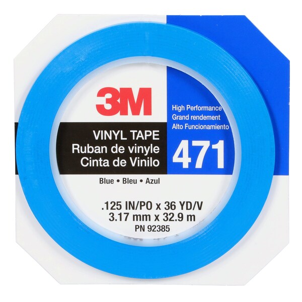 3M Vinyl Tape 471, Red, 1/4"x36 yd, PK144 - 36405