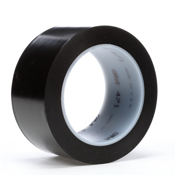 3M Vinyl Tape, 3" x 36 yd, 5.2 mil, Blk, PK12 - 471 772
