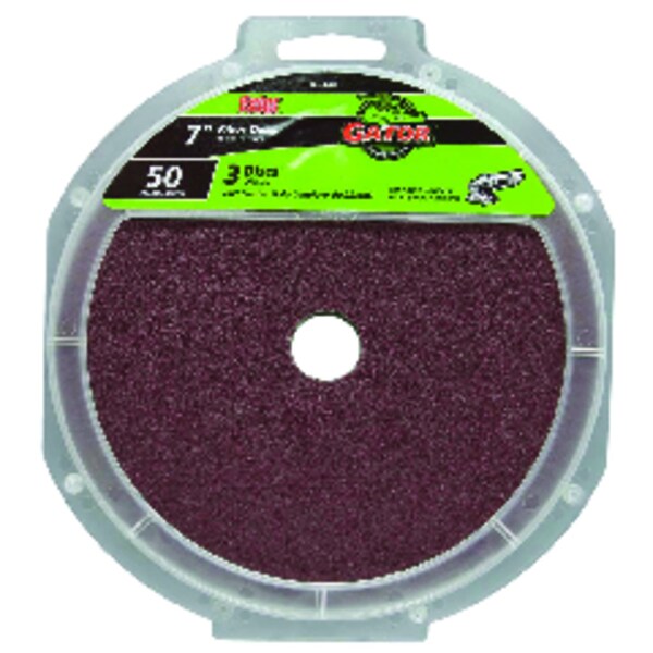 Gator Grit Gator 7 in. Aluminum Oxide Center Mount Fiber Disc 50 Grit Coarse 3 pk - 3082