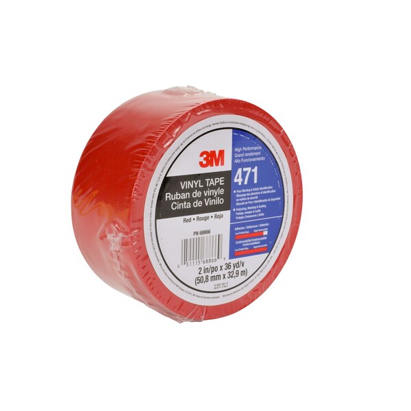 3M Vinyl Tape 471, Red, 1/4"x36 yd, PK144 - 471