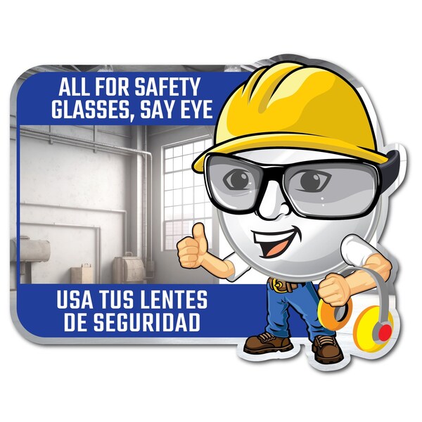 Se-Kure View 23'' W X 15'' H ''All For Safety Glasses, Say Eye'' Bilingual Mirror - BSM302-M