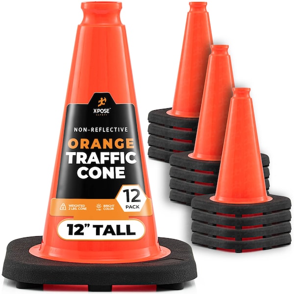 Xpose Safety Traffic Safety Cone, PVC, 12 in Height, 9 in Length, Orange - OTC12-12-X-S