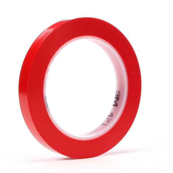 3M Vinyl Tape 471, Red, 1/2"x36 yd, PK72 - 471