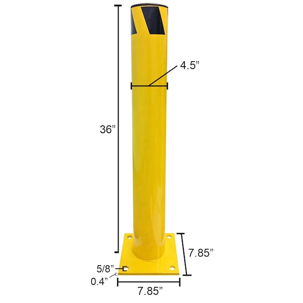 Electriduct ED 3ft Steel Pipe Safety Bollard Post- Yellow/Black Stripe - TC-V-BOLLARD-36-YL-BK/TOP-2PK