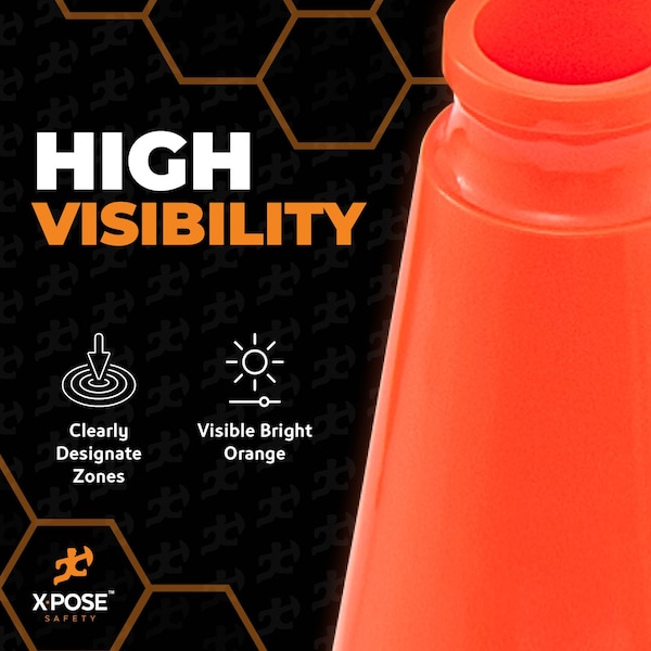 Xpose Safety Traffic Safety Cone, PVC, 12 in Height, 9 in Length, Orange - OTC12-6-X-S
