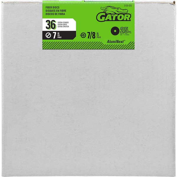Gator Finishing Fiber Disc, 36 Grit, 8000 Max. RPM, PK25 - 3135035