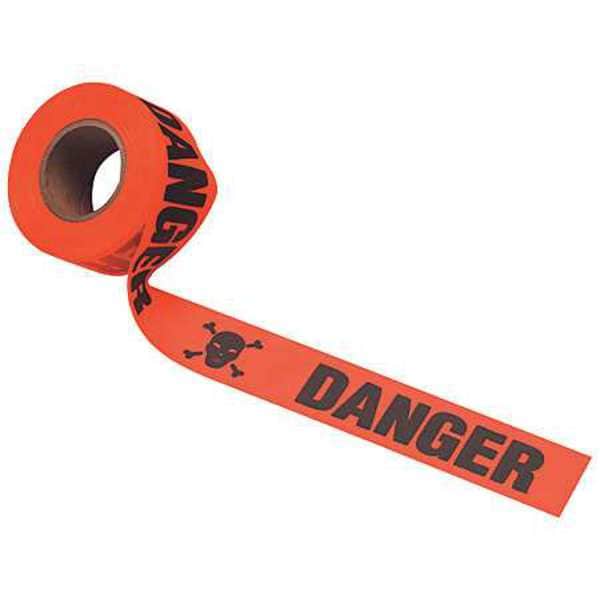 Zoro Select Barricade Tape, Danger, Red, 3 in Wide x 1,000 ft Length, Polyethylene, 3 mil - B3103R21-200