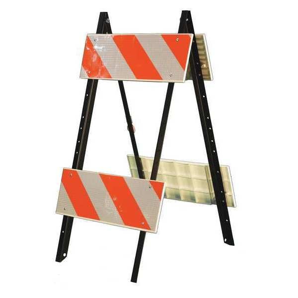 Zoro Select STEELCADE BARRICADE TYPE II 8/8 HI, High-Intensity Prismatic, 47 in Height, Orange/White - 97-03-002-01