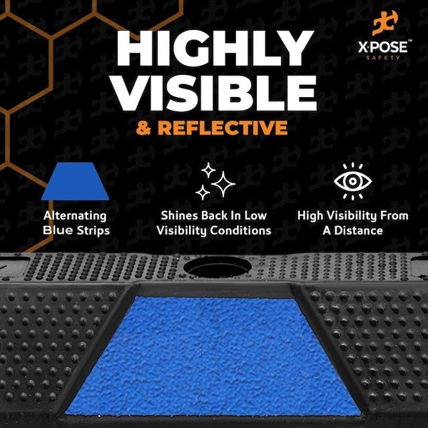 Xpose Safety Parking Block Curb Stop, 72 Heavy Duty Parking Stop Blue Reflective Strip 1-PK - PBSB-6-X