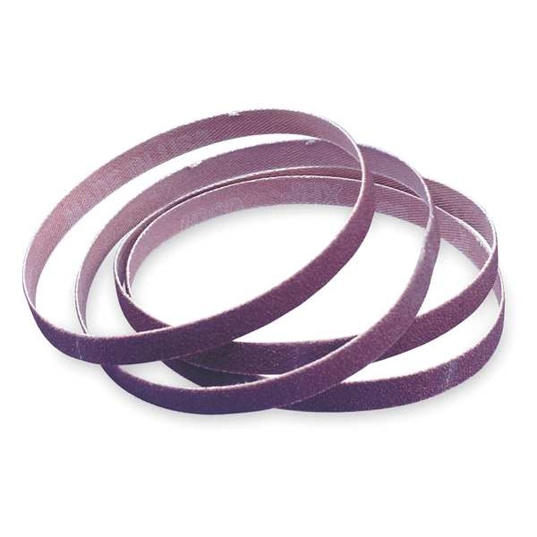 Norton Abrasives Sanding Belt, 1/2 in W, 12 in L, Coated, Aluminum Oxide, P80 Grit, Coarse, R283 Metalite, Maroon - 78072727554