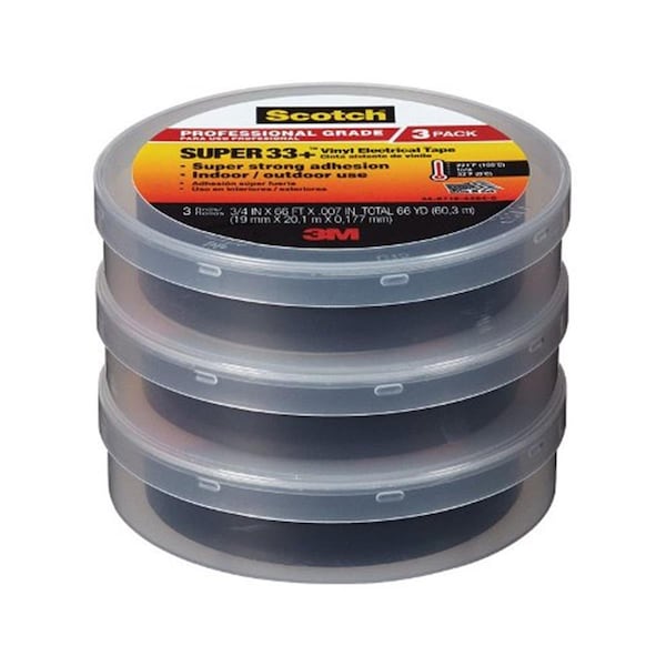 Scotch 6132-BA-3PK-6 0.75 in. Vinyl Electrical Tape Black - 3585312