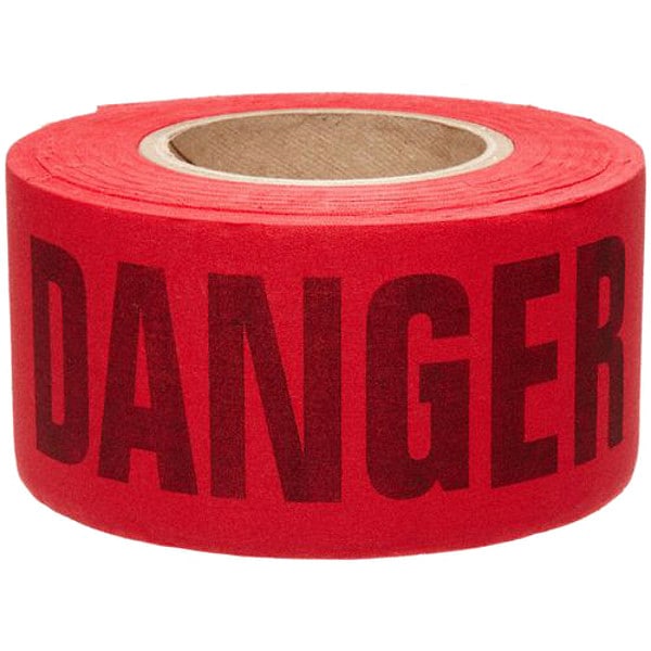 Zoro Select Barricade Tape, Danger, Red, 3 in Wide x 200 ft Length, Cotton, 3 mil - 91084
