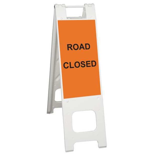 Zoro Select Barricade Sign, Plastic, Engineer, 45 in Height, 3 in Length, 11 lb, White - 150-WHLGK1120-OBEG