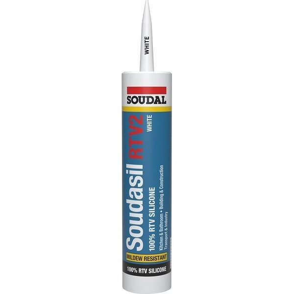 Soudal Soudasil RTV2 5823554 Silicone Sealant, White, 24 hr Curing, 40 to 325 deg F, 101 floz Cartridge - 146726
