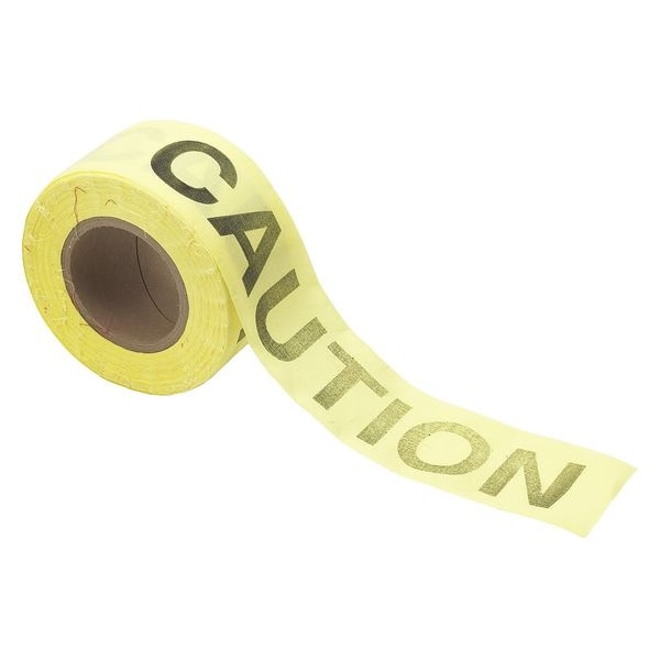Zoro Select Barricade Tape, Caution, Yellow, 3 in Wide x 200 ft Length, Cotton, 3 mil - Y1718763