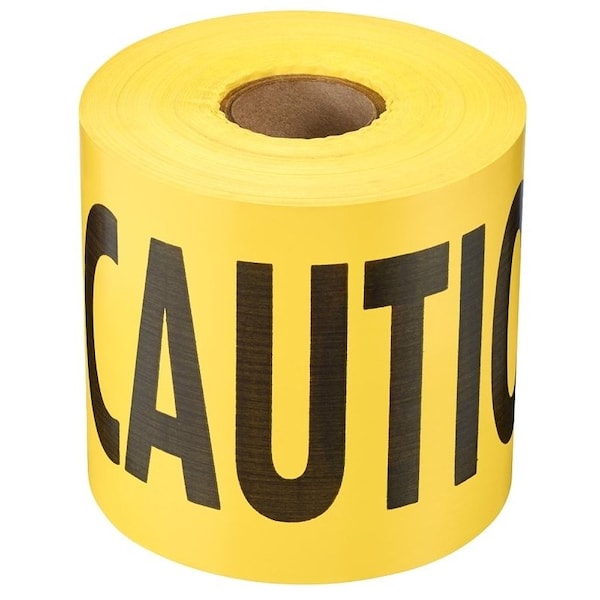 Empire Level Barricade Tape, 300 ft L, 3 in W, Caution, Yellow Background - 71-0301