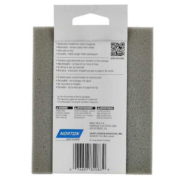 Norton Co ProSand Sanding Sponge, 512 in L, 412 in W, 220 Grit, Very Fine, Aluminum Oxide Abrasive - 82083