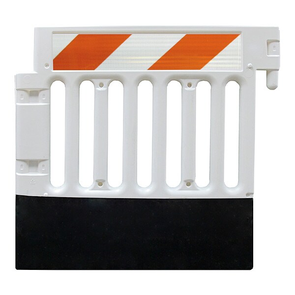 Zoro Select Pedestrian Barricade, Polyethylene, 51 lb, White - CSP-SW38-HIPLR-W-ADA35B