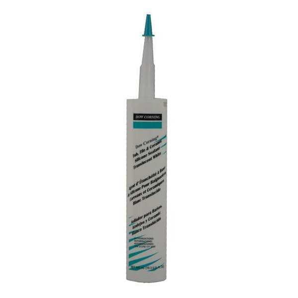 Dowsil Silicone Sealant, 10 oz, Cartridge, Transparent White, Silicone Base, Tub/Tile/Ceramic - 4045038