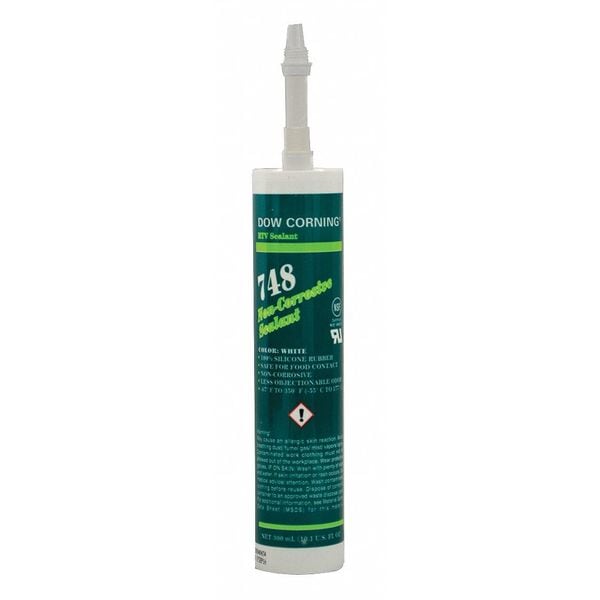 Dowsil Silicone Sealant, 10 oz, Cartridge, White, Silicone Base, 748 - 99180561