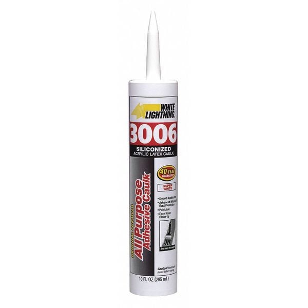 White Lightning Hybrid Caulk, 10 oz, Cartridge, White, Hybrid Base - W32000010