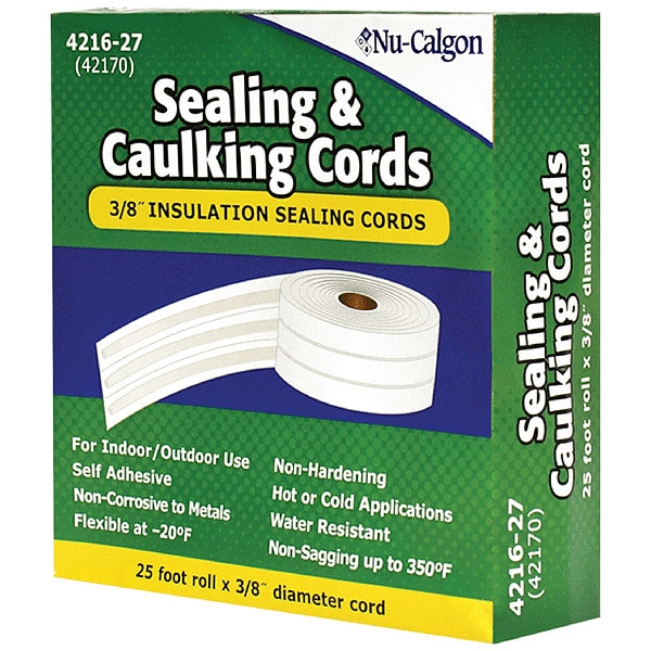 Nu-Calgon Caulking Cord, 3/8 in x 25 ft, Roll, Whites - 4216-27