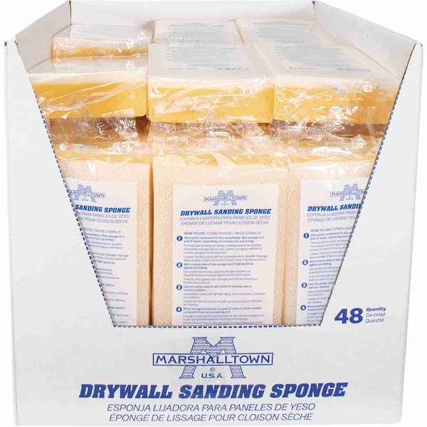 Marshalltown Drywall Sanding Sponges, Sanding Sponge, 9 x 4 1/4 x 1 5/8 inch Sponge, 48 Pack Sponges - DWS467-3