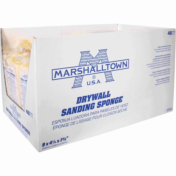 Marshalltown Drywall Sanding Sponges, Sanding Sponge, 9 x 4 1/4 x 1 5/8 inch Sponge, 48 Pack Sponges - DWS467-3