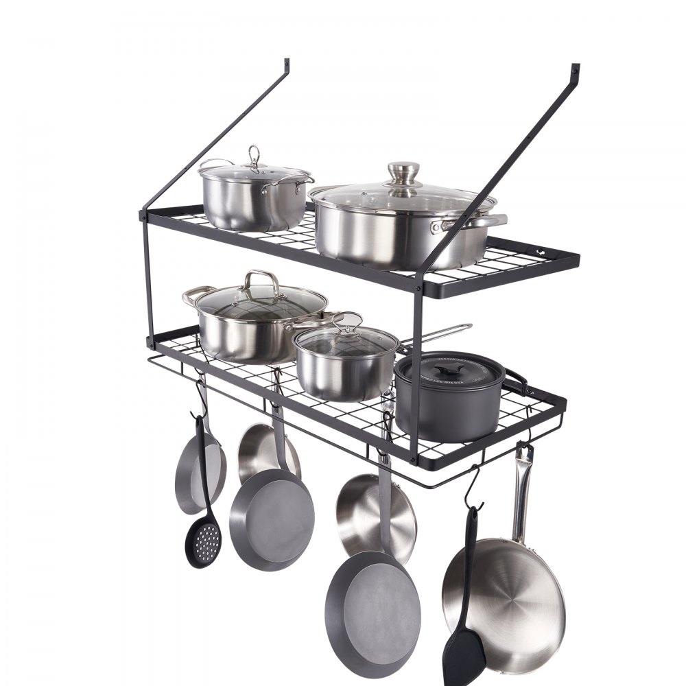VEVOR Pot Rack Wall Mounted, 30 inch Pot and Pan Hanging Rack, Pot and Pan Hanger with 12 S Hooks, 55 lbs Loading Weight, Ideal for Pans, Utensils, Cookware in Kitchen - BGSGJYC30YMPQAU7RV0