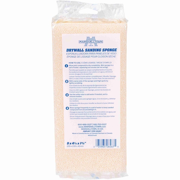 Marshalltown Drywall Sanding Sponges, Sanding Sponge, 9 x 4 1/4 x 1 5/8 inch Sponge, Bulk Pack Sponges - DWS467