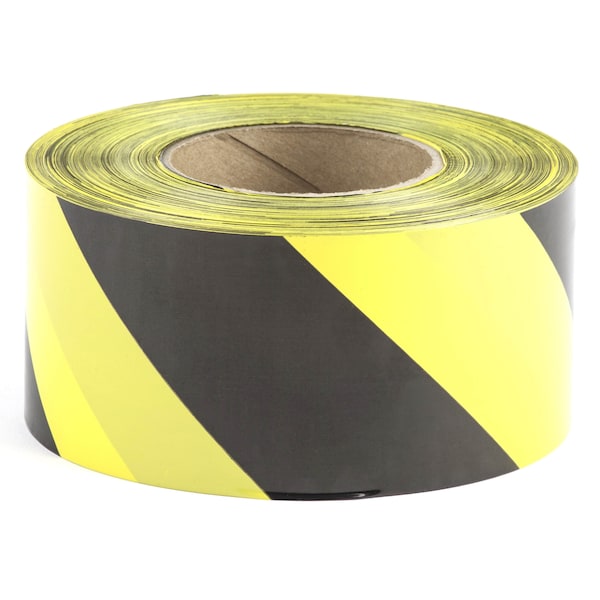 Dottie Barricade Tape, Alternating Stripes, Black/Yellow, Polyethylene - BT31